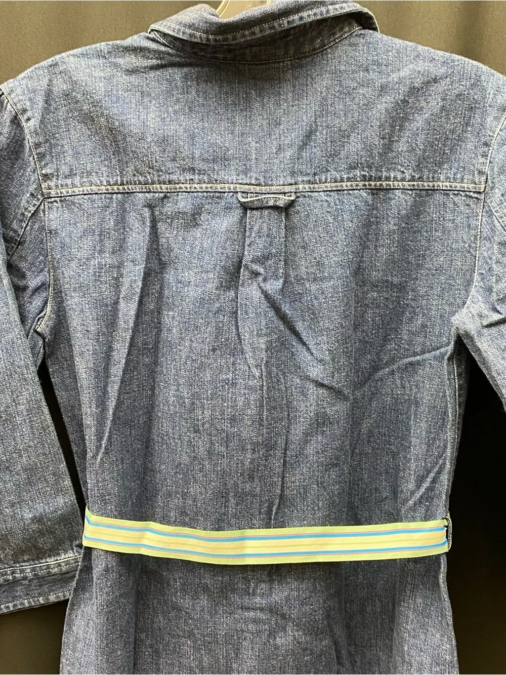 Vintage Gap Kids Denim Shirt Dress Girls XXL 14/16 Striped Belt Y2K
